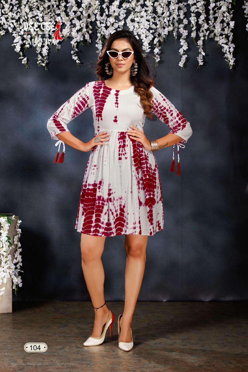 Dee Cee Fancy Party Wear Heavy Rayon Printed Wholesale Tunic Top Collection